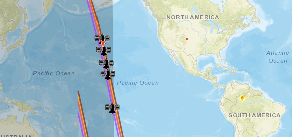 Orbital ground track of PUNCH on 21-Mar-2025 shows separation over the 10 days since launch.